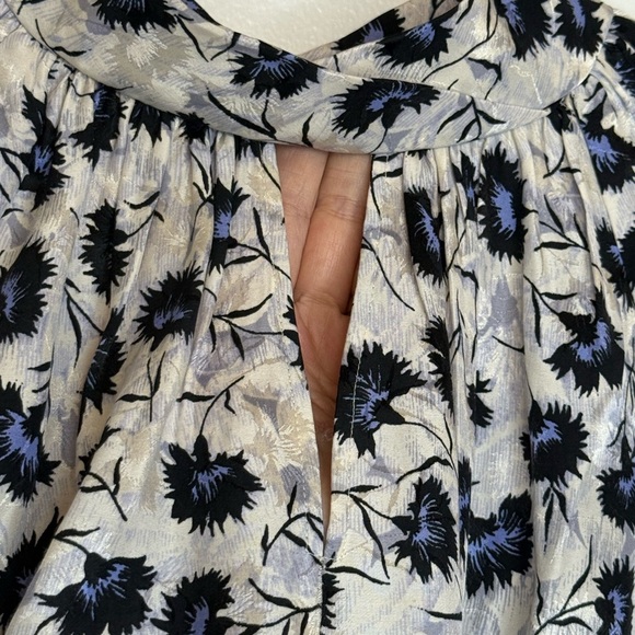 Rebecca Taylor Silk Thistle Fleur Long Sleeve Keyhole Blouse - Picture 4 of 14